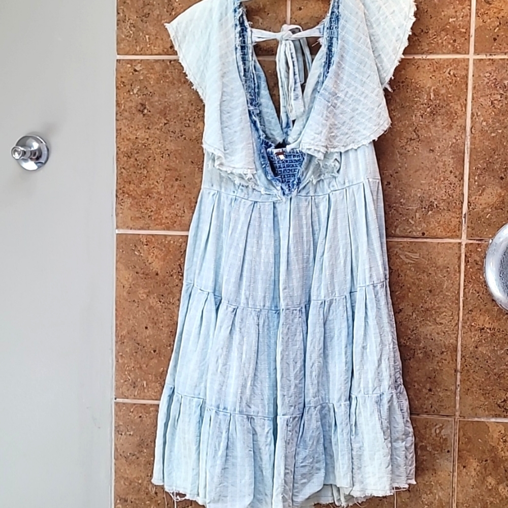 Free People Tiered Low-Cut Tie-Back Tank Dress